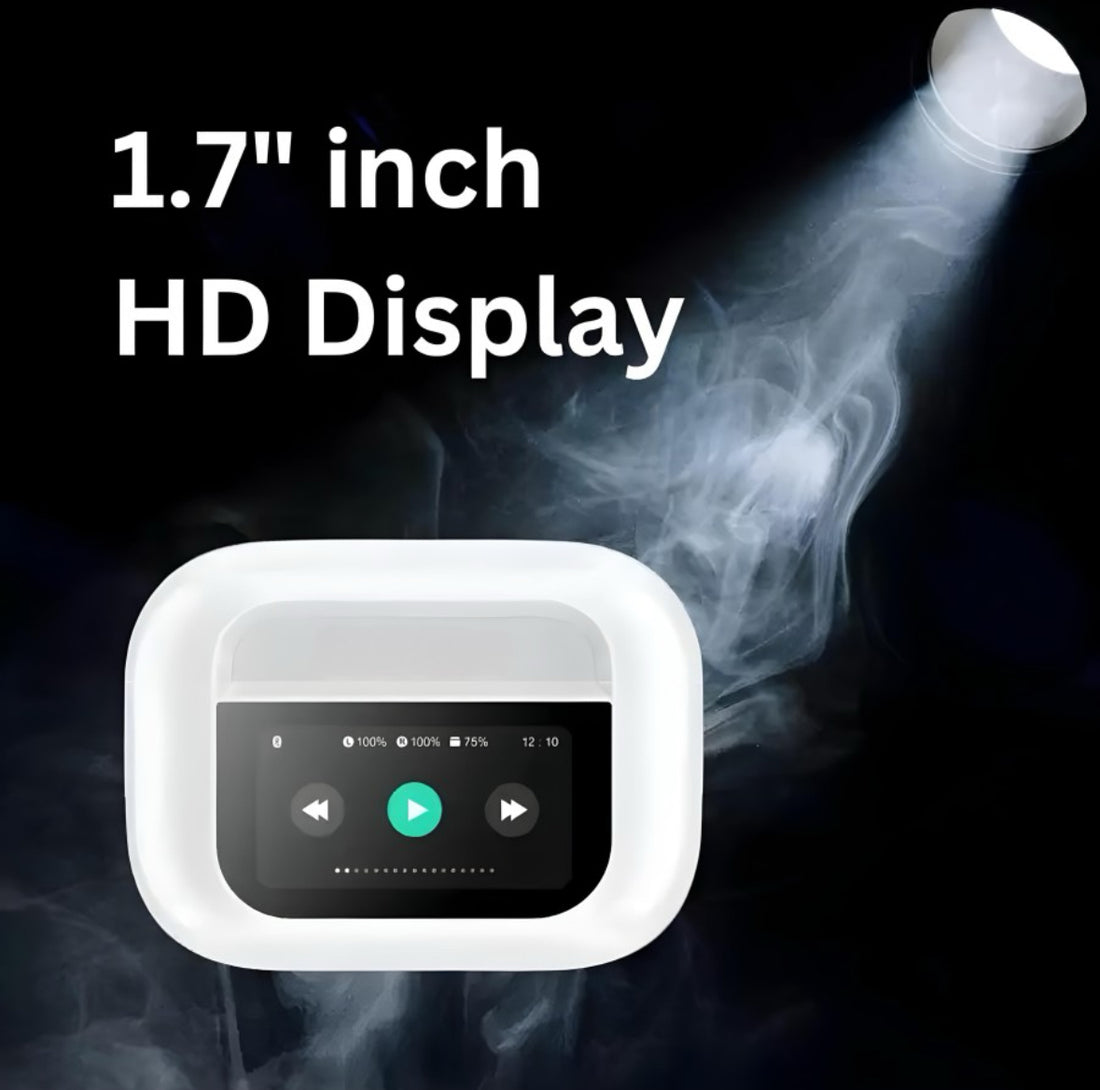 Screen TWS, ANC (32dB), Smart Touch Display True Wireless Buds, Type-C Fast Charging, Bv5.4, Find My Earbuds, 4 Mics ENC for Clear Calling, Transparency Mode, EQ Mode (White)